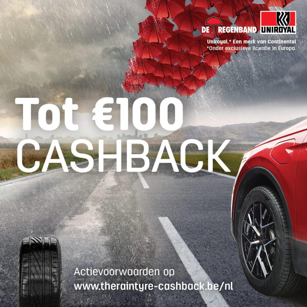 Uniroyal cashbackactie in Zottegem: ontvang tot €100 terug bij Bandencentrale De Clerck